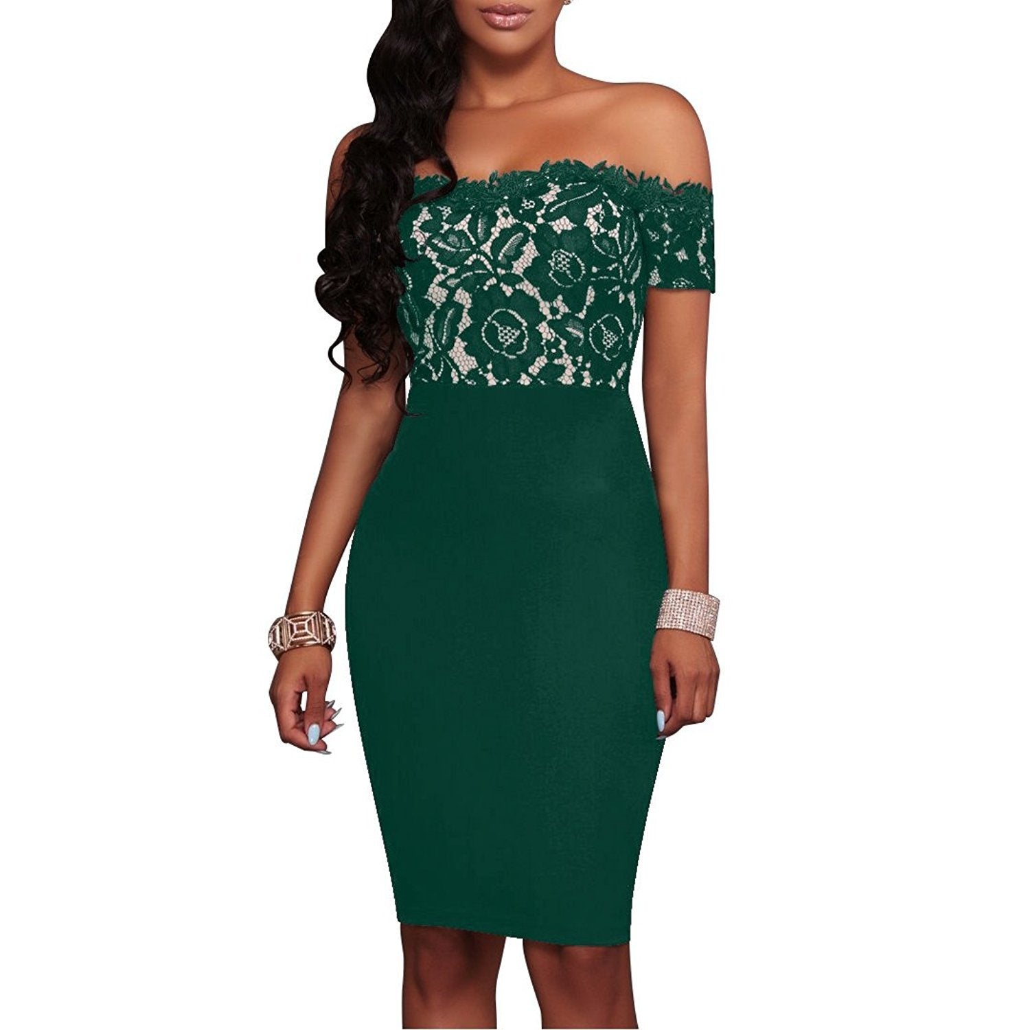 Holly - Robe Fourreau Dentelle Col Bateau