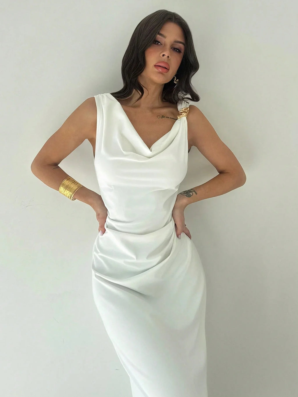 Fanny - Robe longue asymétrique à paillettes